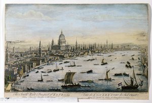 The South-West Prospect of London from Somerset Gardens, kaiverrettu Thomas Bowlesin toimesta, julkaistu 1. toukokuuta 1750.